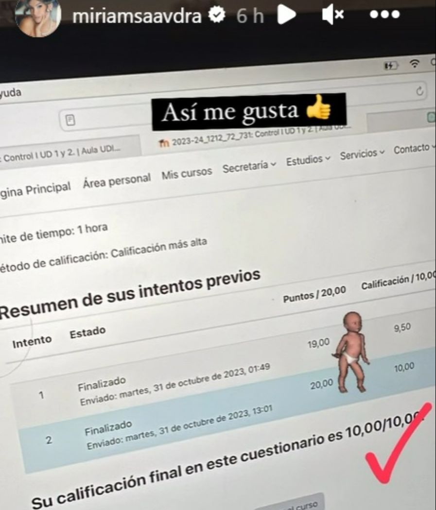 Miriam Saavedra muestra su primera nota en Derecho