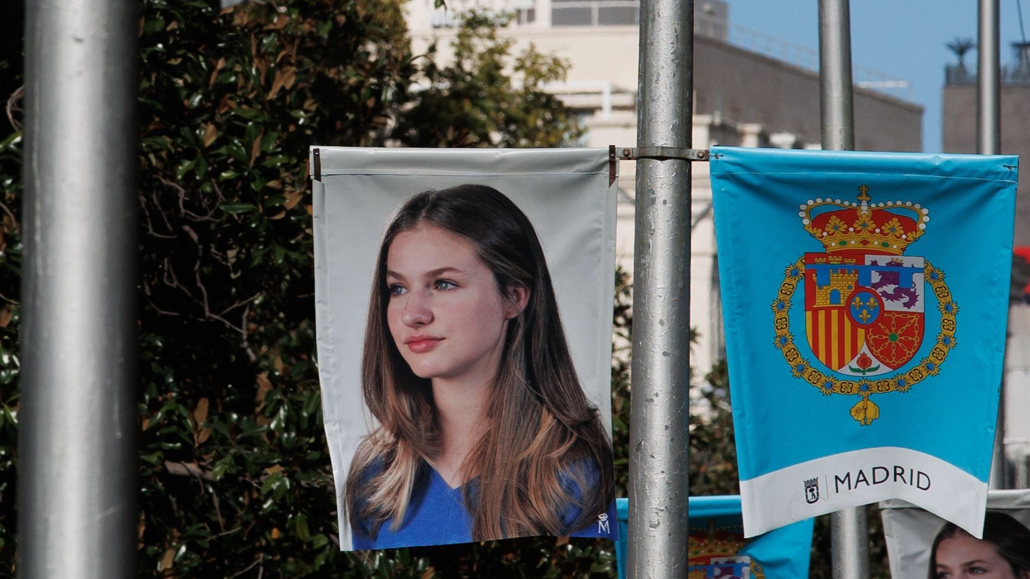 Carteles de la Princesa Leonor durante los preparativos del acto para la jura de la Constitución de la Princesa Leonor