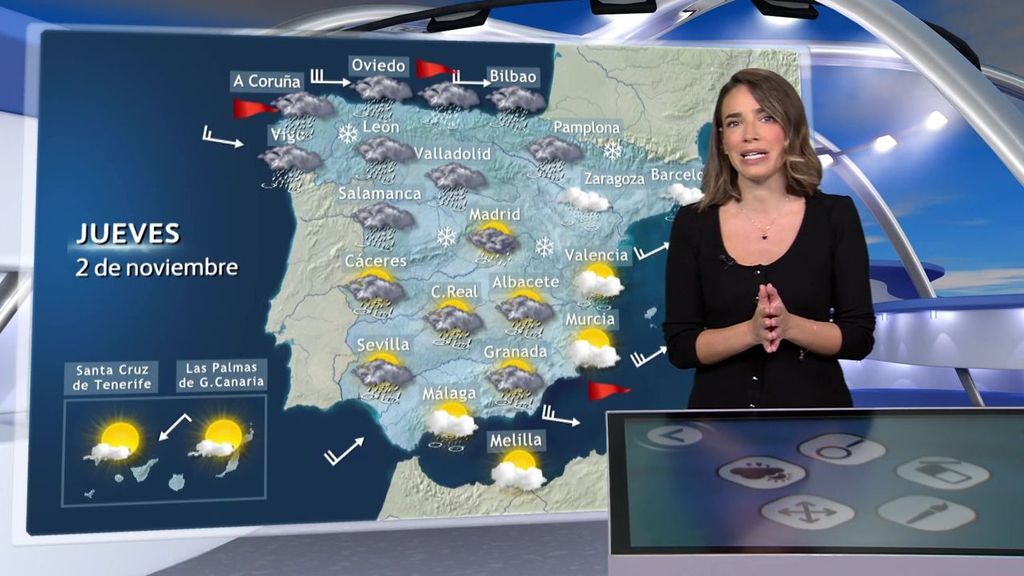 Un frente asociado a la borrasca Ciarán deja este jueves precipitaciones localmente fuertes