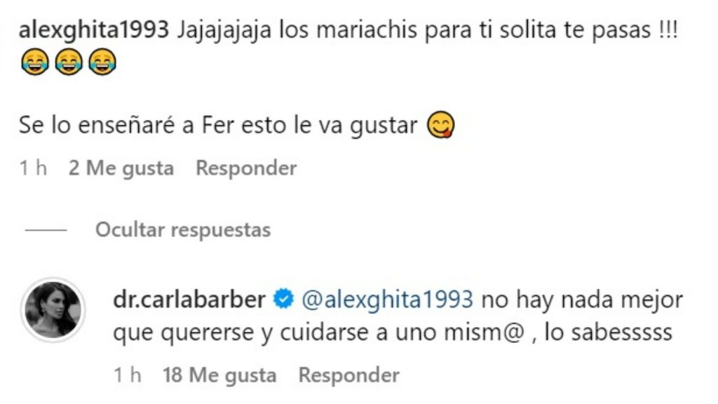 El comentario de Álex Ghita y la respuesta de Carla Barber