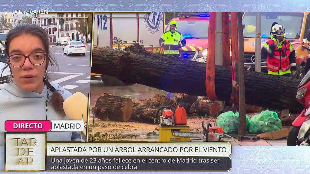 Habla una testigo de la caída del árbol que le ha costado la vida a una joven en Madrid: "Yo iba un poco más adelantada"