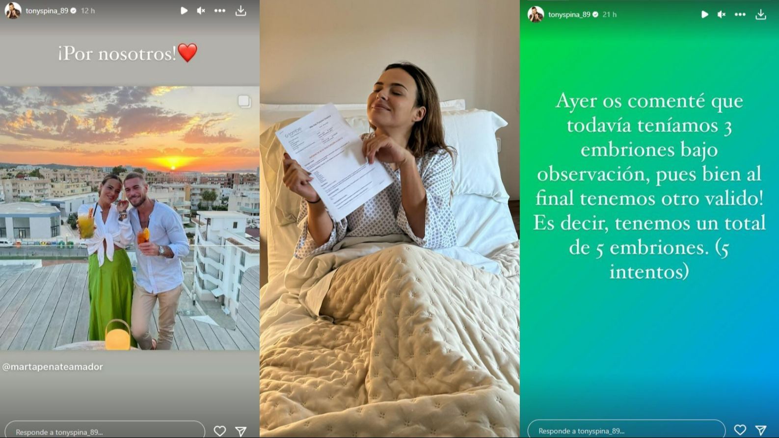 Marta Peñate y Tony Spina celebran el número total de óvulos que han sacado de la extracción