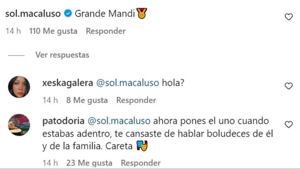 El comentario de Sol Macaluso que ha sorprendido a los fans de Alex Caniggia