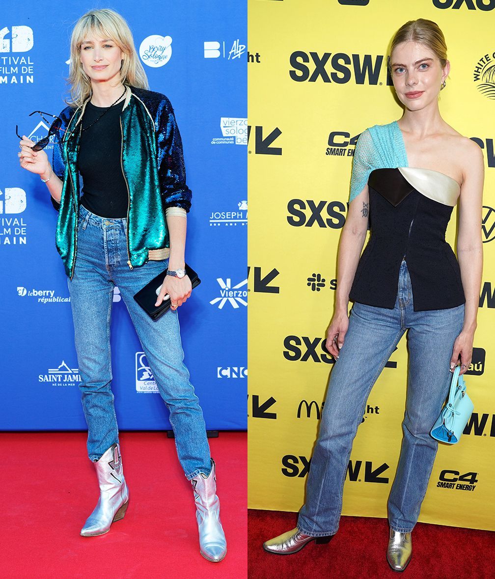 Looks con vaqueros y botas cowboy metalizadas