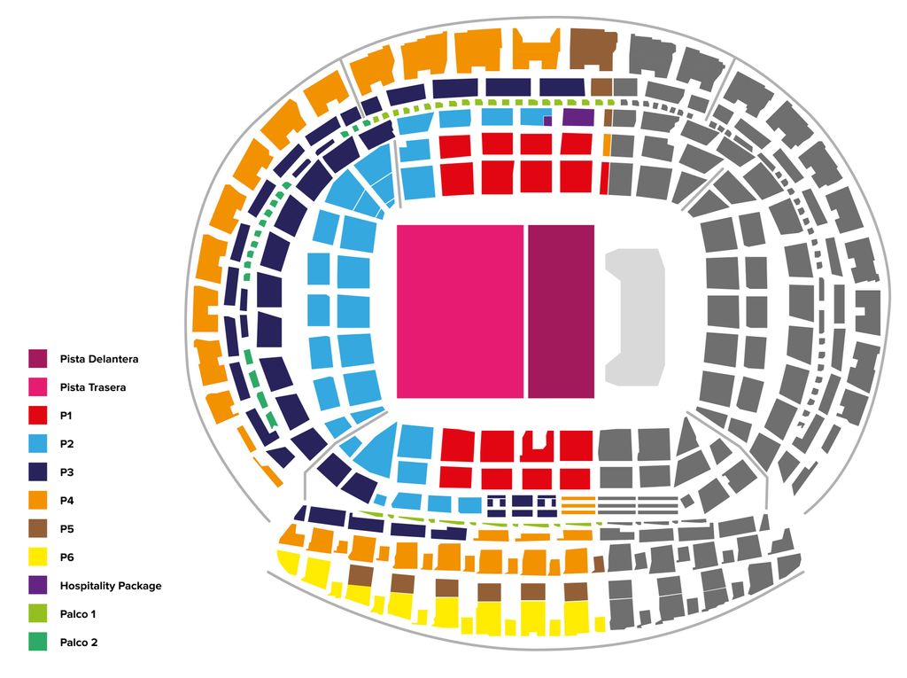 Plano del Estadio Cívitas Metropolitano de Madrid para el concierto de Bruce Springsteen