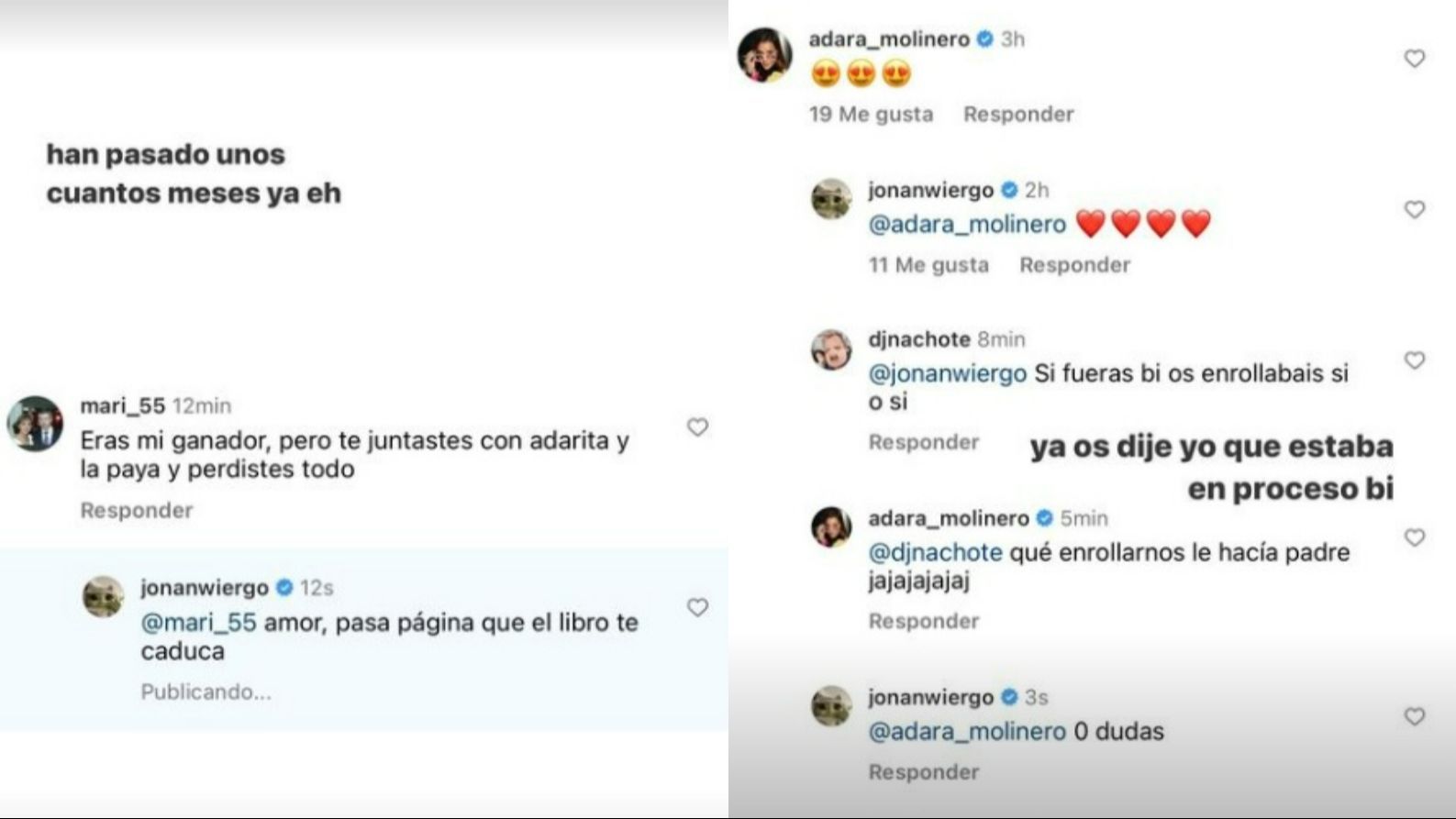 Jonan Wiergo defiende y presume de su amistad con Adara Molinero