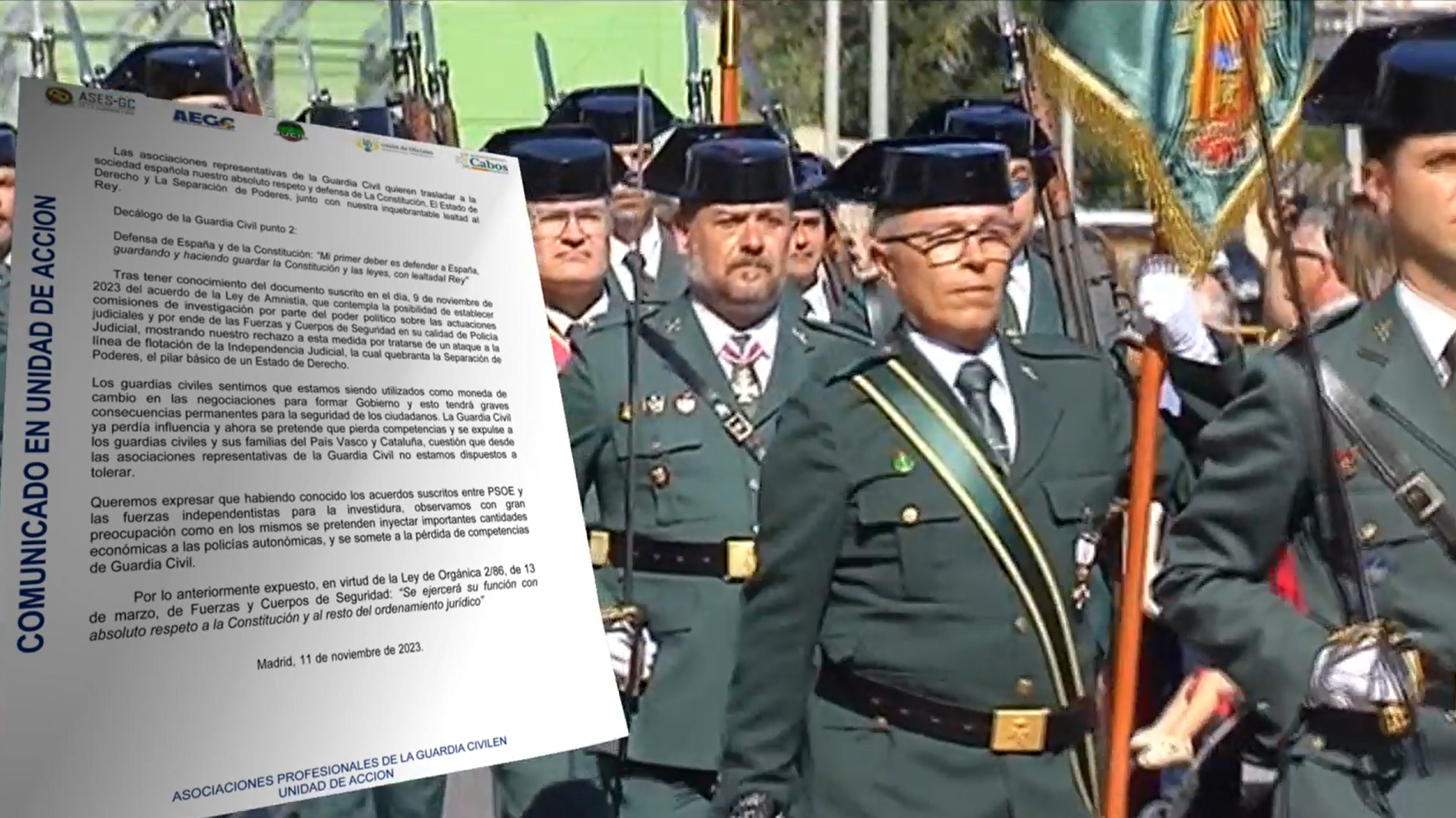 Asociaciones de Guardias civiles censuran la amnistía y garantizan que cumplirán la Constitución