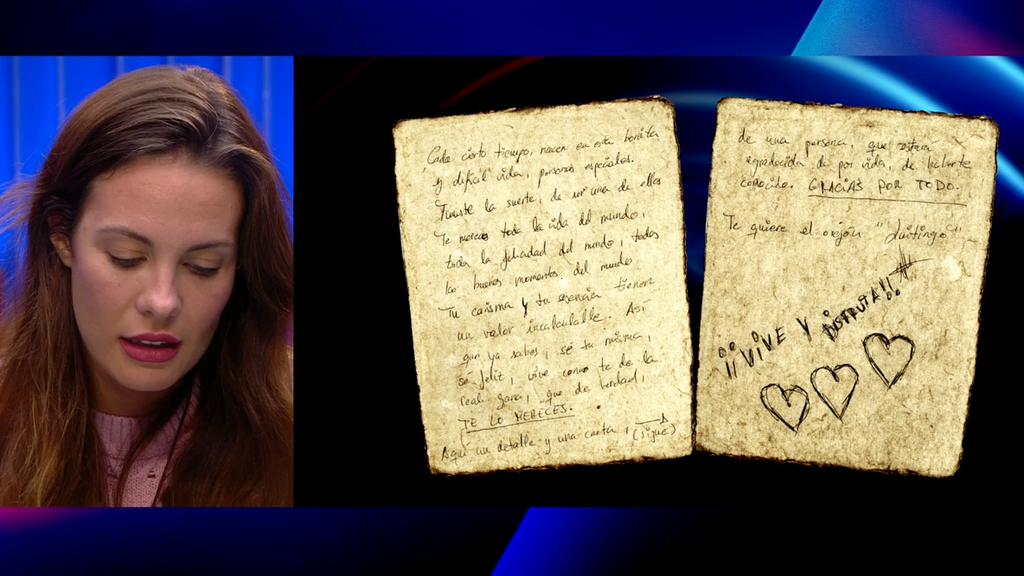 La emoción de Jessica al leer la carta que le ha escrito Luitingo: "Vive como te dé la real gana..."