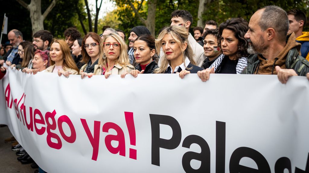 Yolanda Díaz en una manifestación propalestina en Madrid