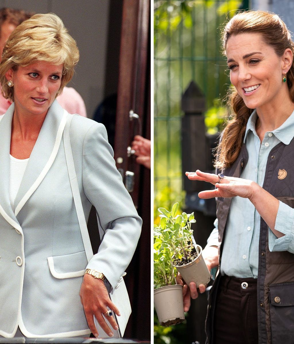 Diana de Gales y Kate Middleton con el anillo de zafiro. FUENTE: Cordonpress