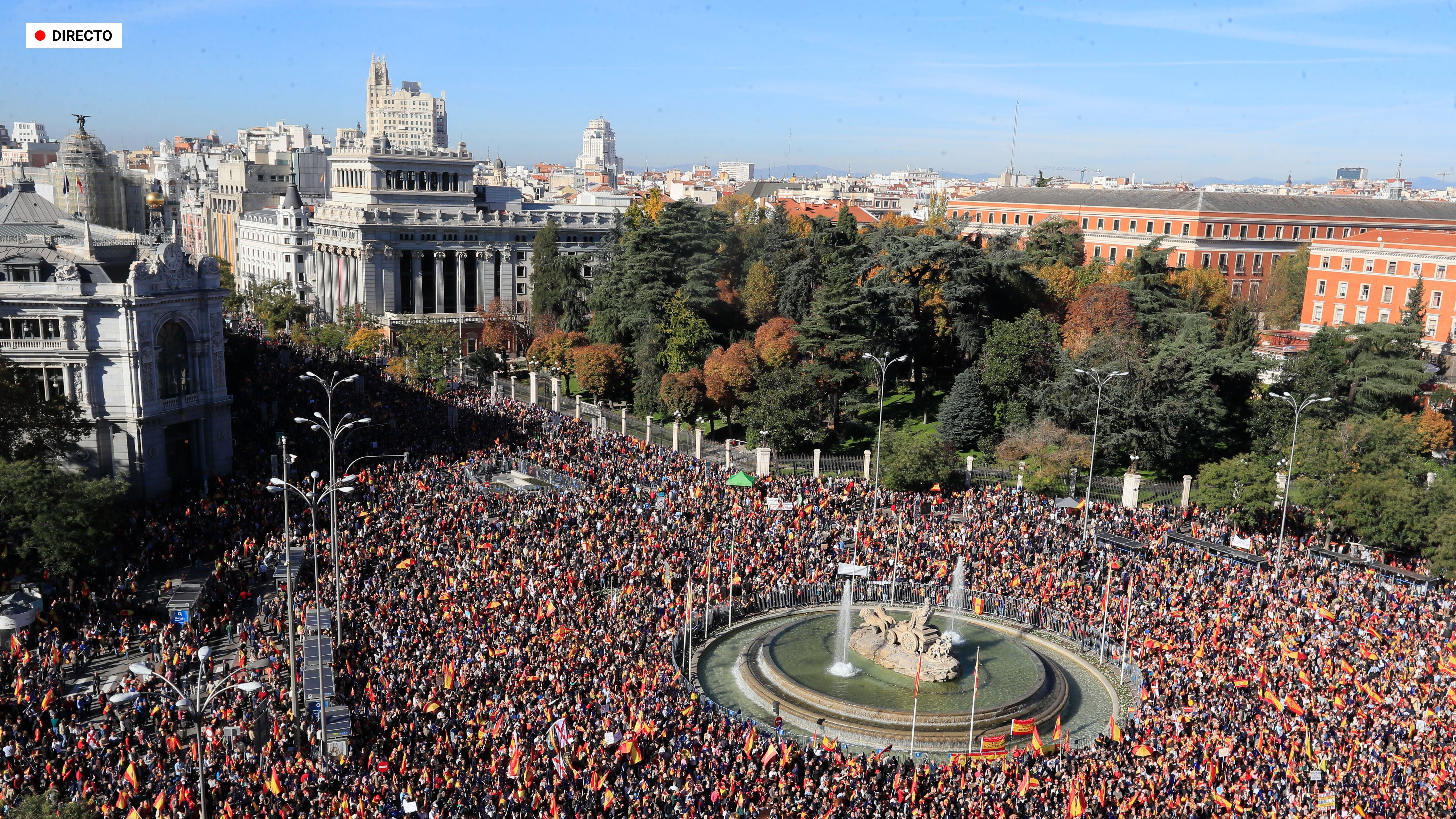 Masiva manifestación en Cibeles contra la amnistía