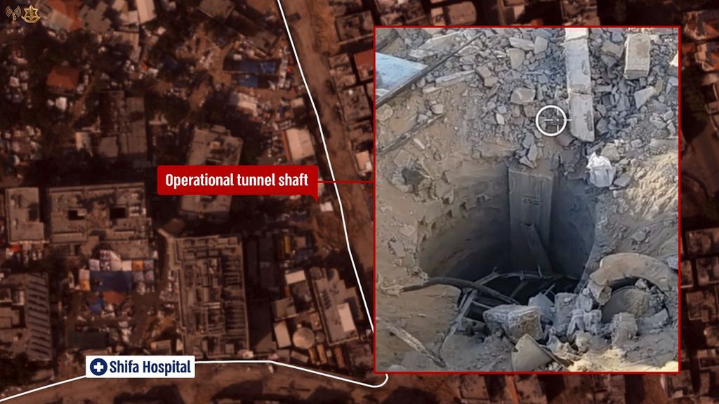 Israel asegura haber encontrado un túnel de Hamás en el complejo del hospital de Al Shifa en Gaza