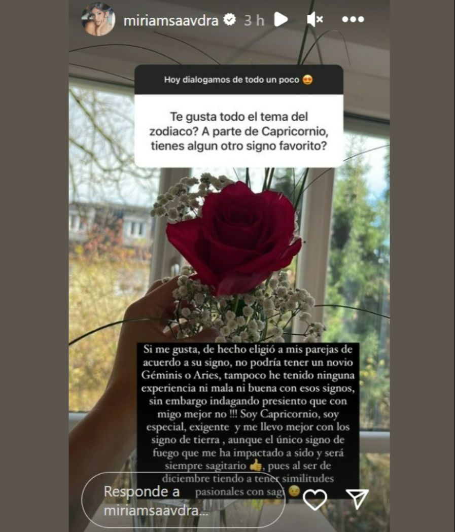 Miriam Saavedra se fija en el signo del zodiaco a la hora de escoger novio