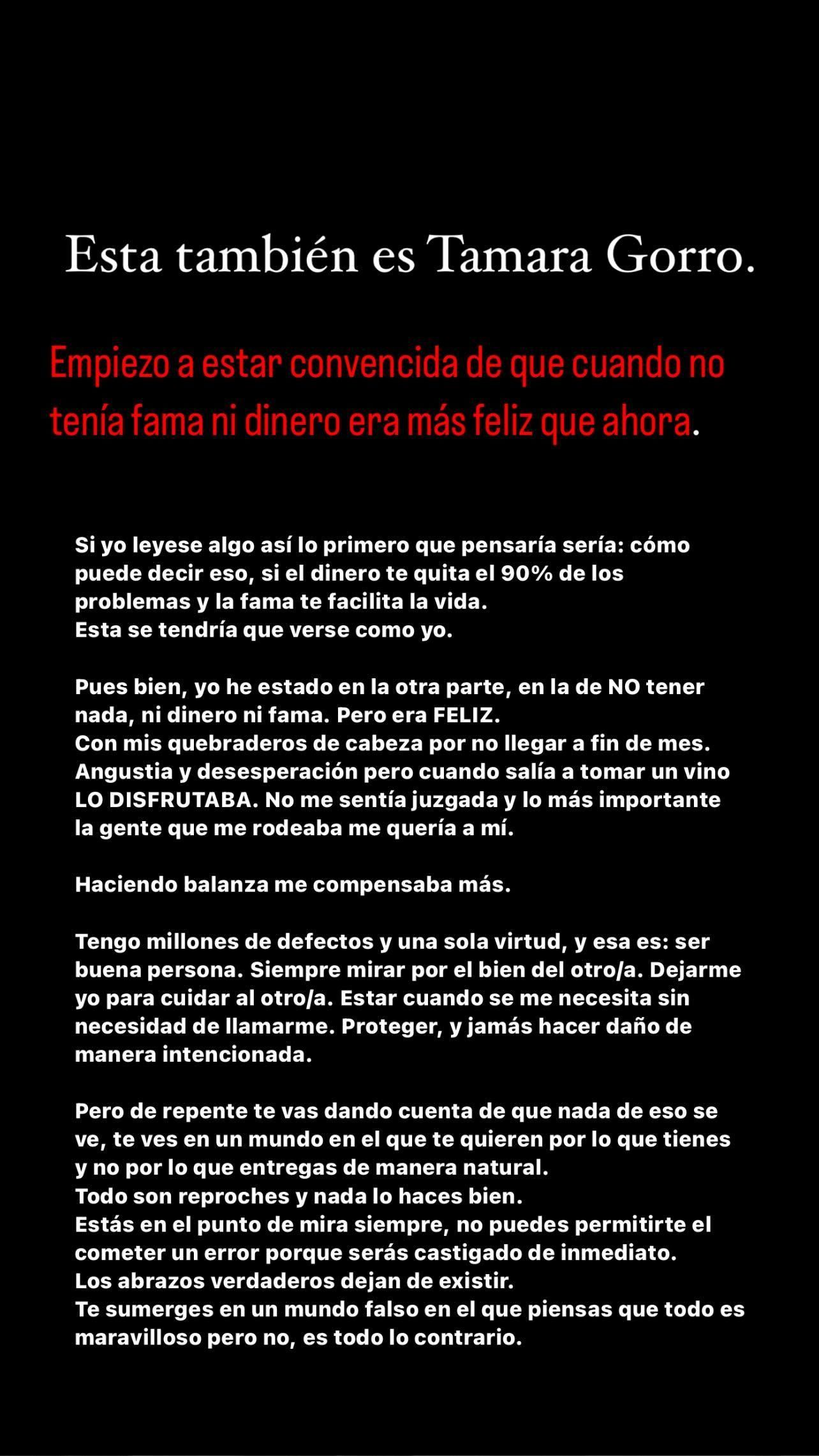 Tamara Gorro recuerda su época "más feliz" como anónima