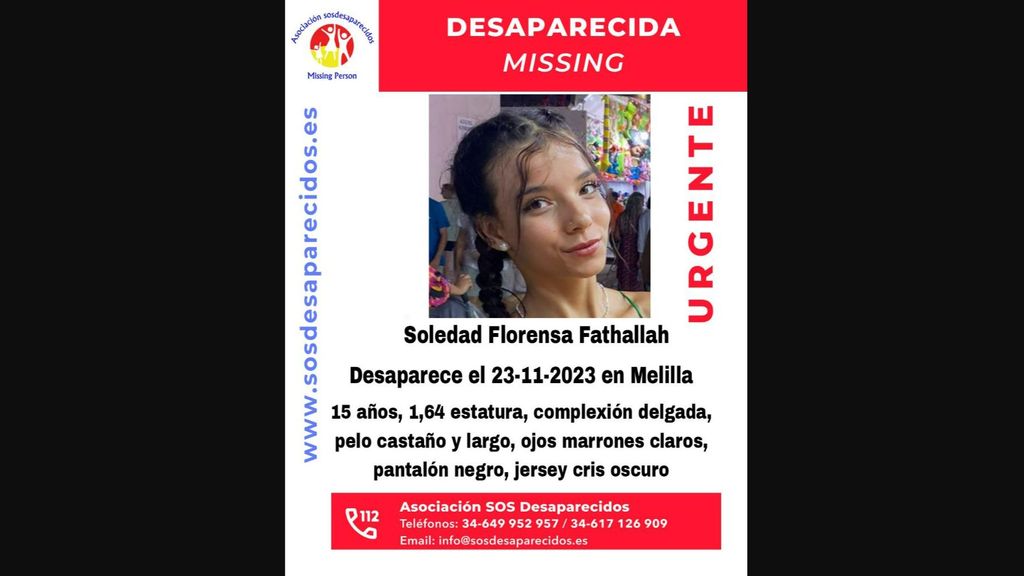 Solicitan ayuda para encontrar a Soledad Florensa, menor de 15 años, desaparecida en Melilla