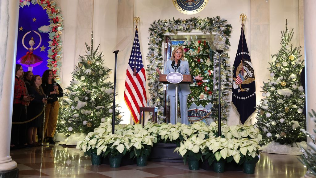 Jill Biden, en la presentación de la decoración navideña de la Casa Blanca