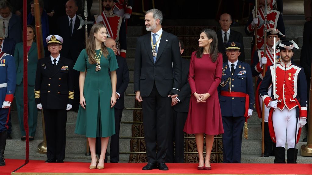 El rey Felipe VI, la reina Letizia y la princesa Leonor