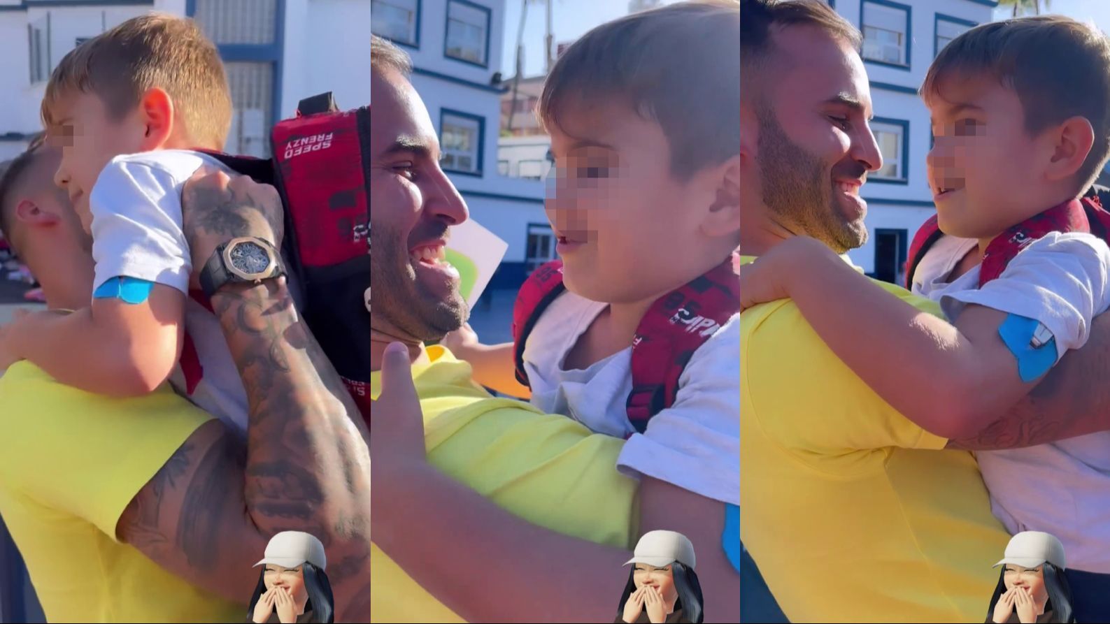 La reacción de Nyan al ver a su padre recogiéndole del cole