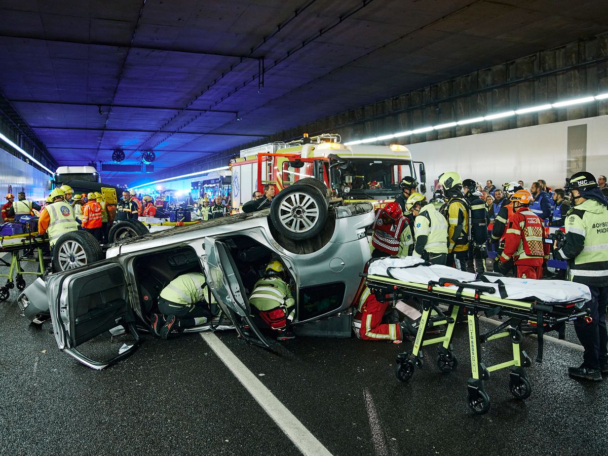 Los túneles de la M-30 acogen el simulacro anual de accidentes con la  participación de 500 personas