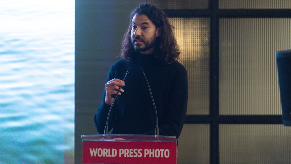 César Dezfuli, durante la inauguración de la exposición World Press Photo 2023 en Madrid