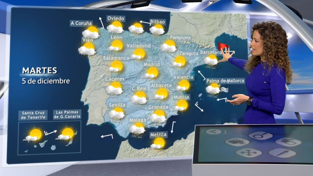 Predicción para martes: descenso de las temperaturas, salvo en el tercio sureste peninsular y Canarias
