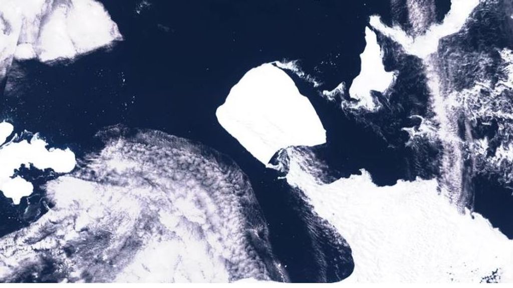 El iceberg A23a fotografiado por el satélite Copernicus