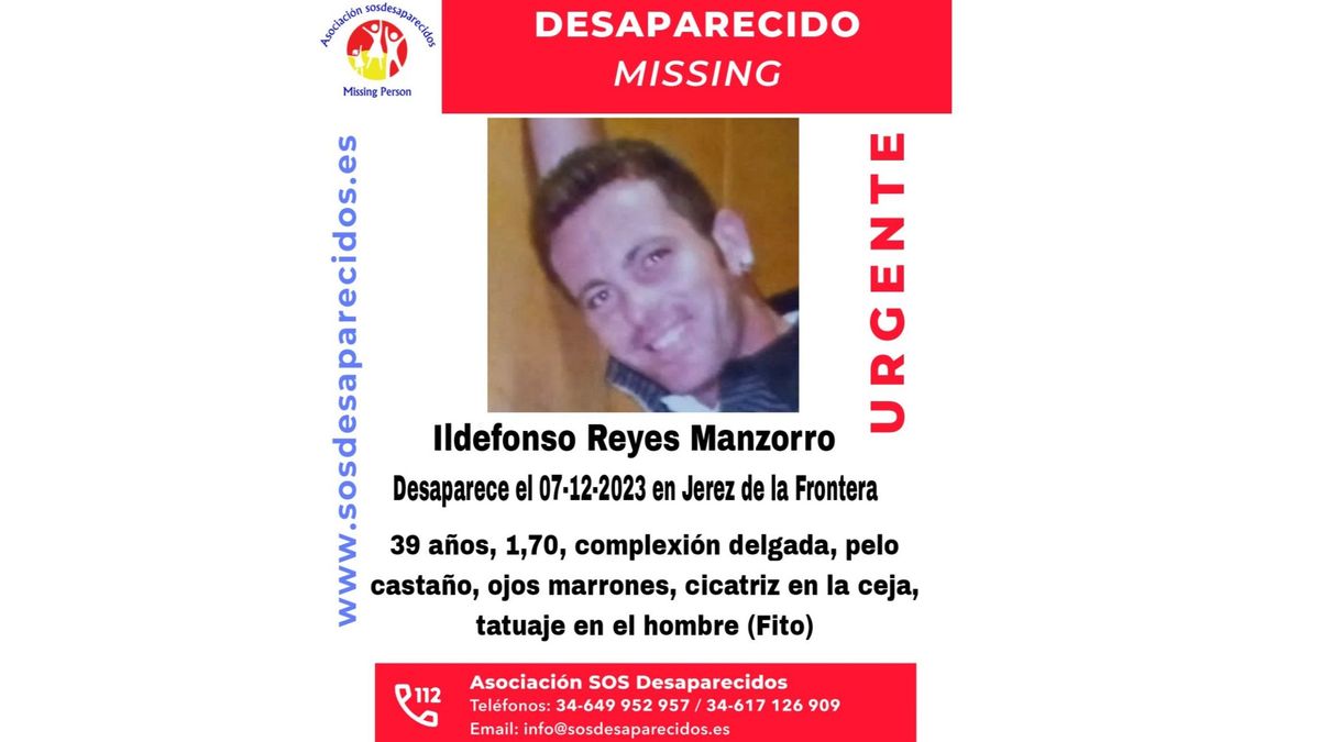 Cartel de búsqueda del desaparecido, Ildefonso Reyes, en Jerez (Cádiz)