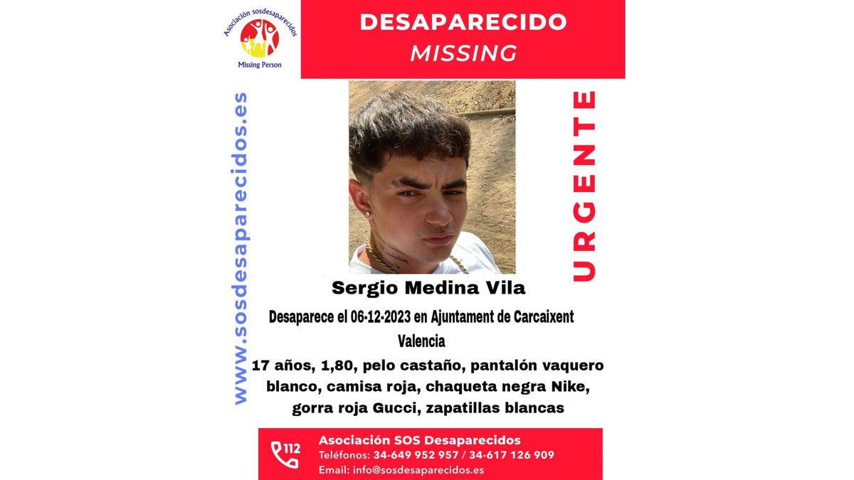 Sergio Medina Vila, desaparecido en Carcaixent (Valencia)