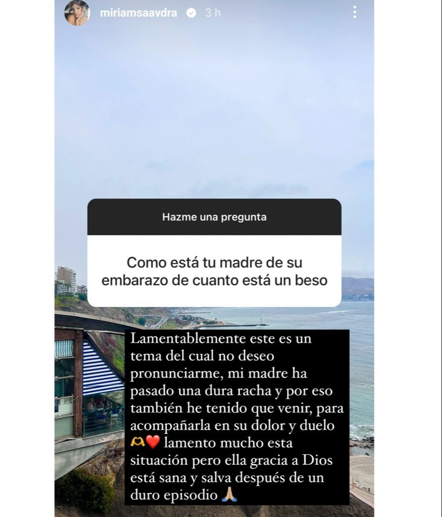 Miriam Saavedra cuenta cómo está su madre tras haber sufrido un aborto