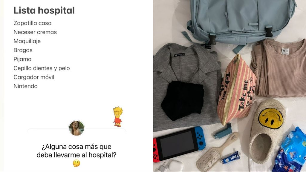 Nagore Robles haciendo la maleta del hospital