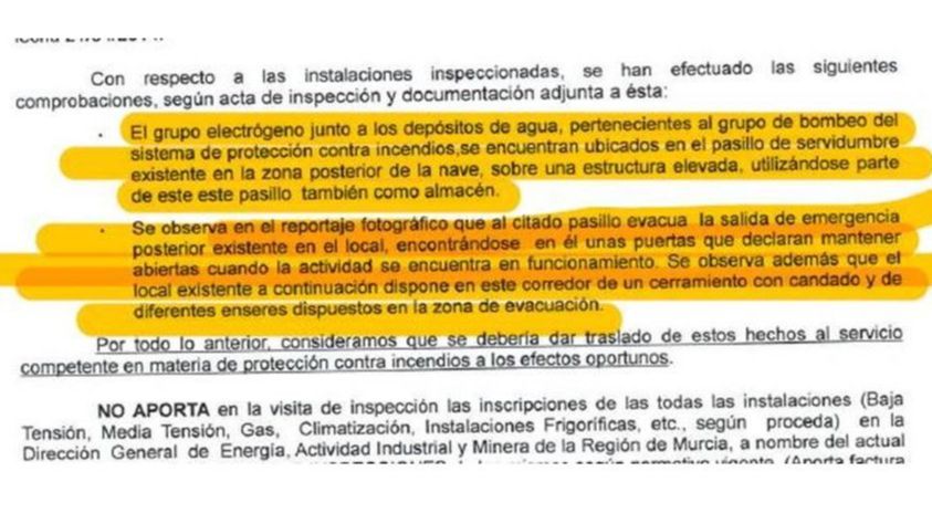 El acta de los bomberos
