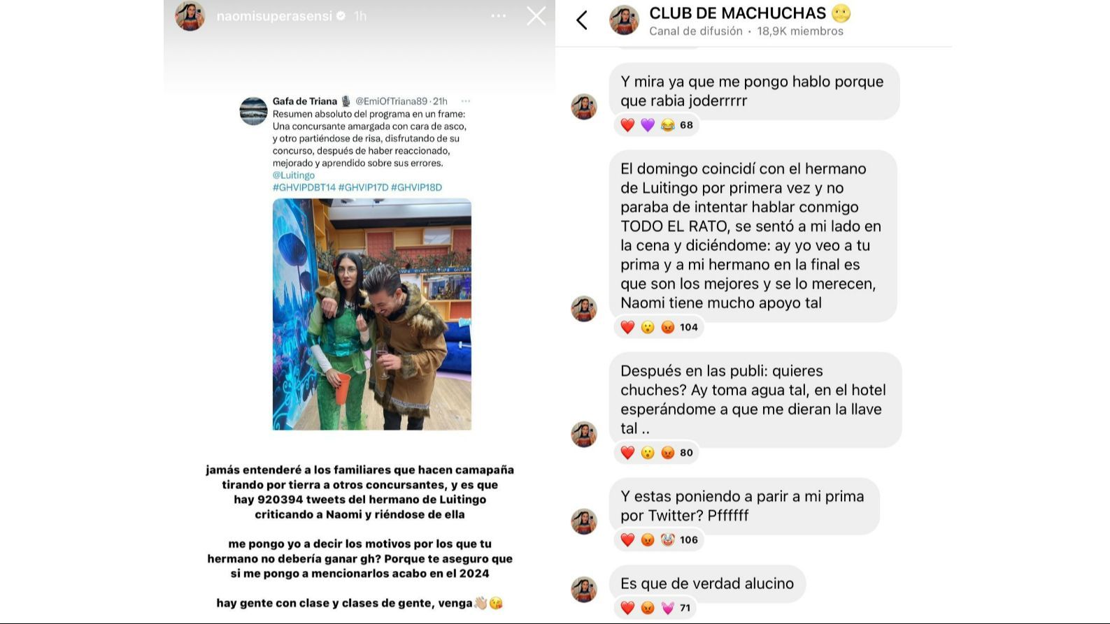 La prima de Naomi estalla contra el hermano de Luitingo