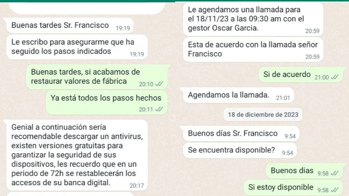 Conversaciones de Whatsapp con un estafador