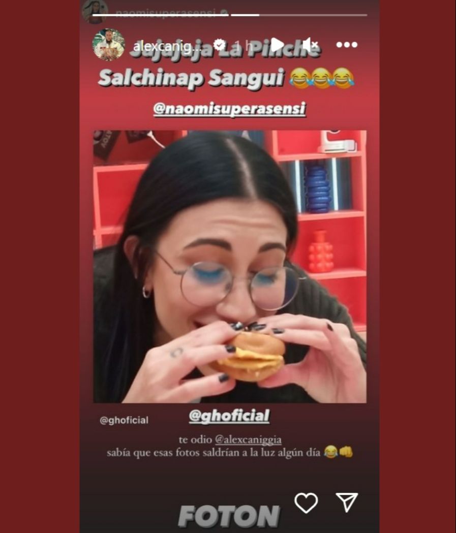 Naomi Asensi y Alex Caniggia bromean en stories