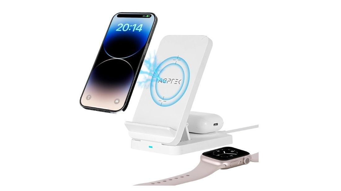 Estación de Carga Inalámbrica Plegable 3 en 1 AGPTEK