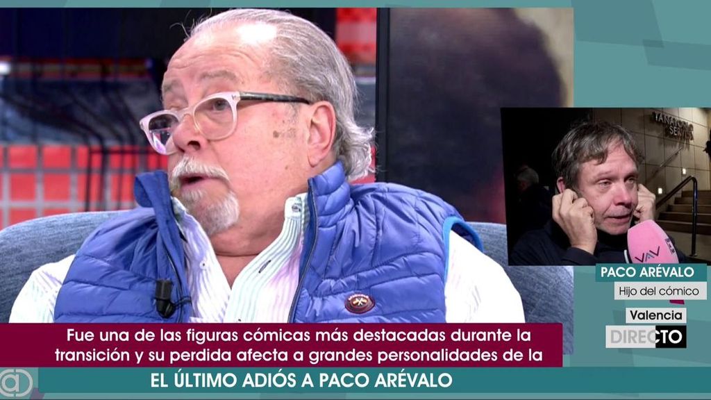 Paco, hijo de Arévalo, atiende a 'Cuatro al día' a las puertas del tanatorio: "Mi padre ha sido el espejo en el que mirarme"