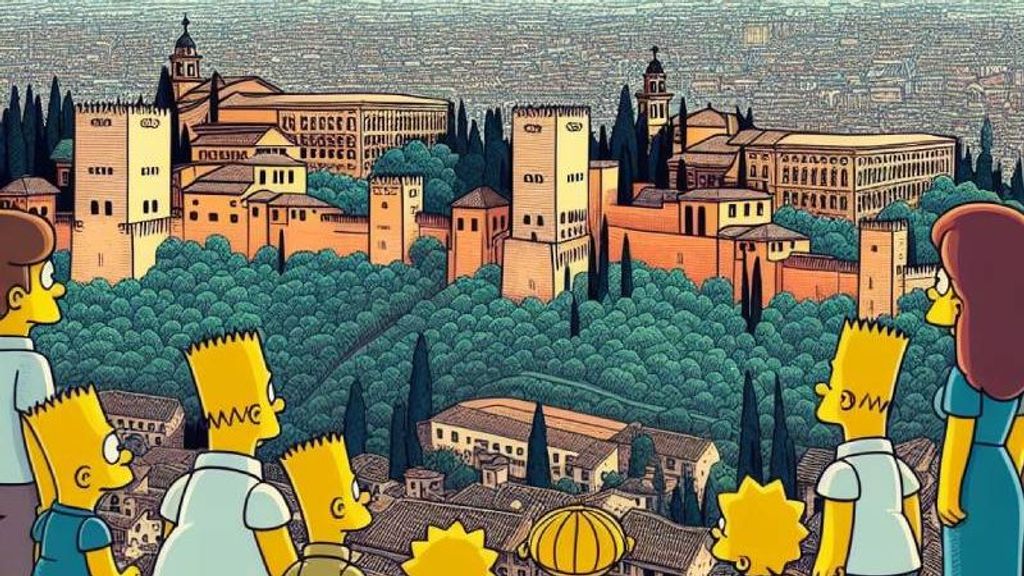 Los Simpson en el mirador de San Nicolás