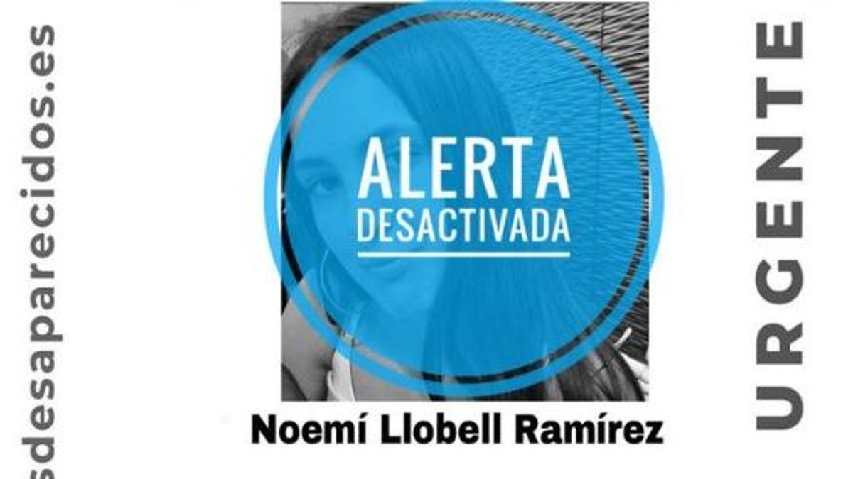 La alerta de búsqueda por Noemí Llobell ha quedado desactivada