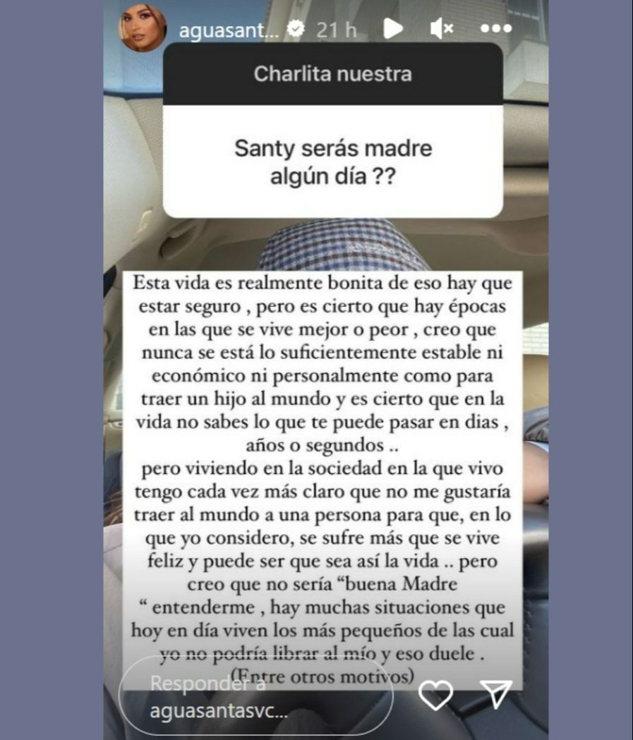 Aguasantas aclara por qué no cree que vaya a ser madre