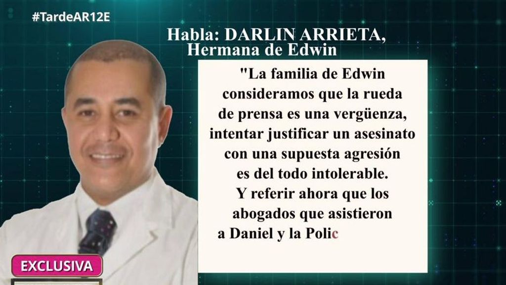 Exclusiva | La reacción de la familia de Edwin Arrieta a la defensa de Daniel Sancho: "Es una vergüenza"