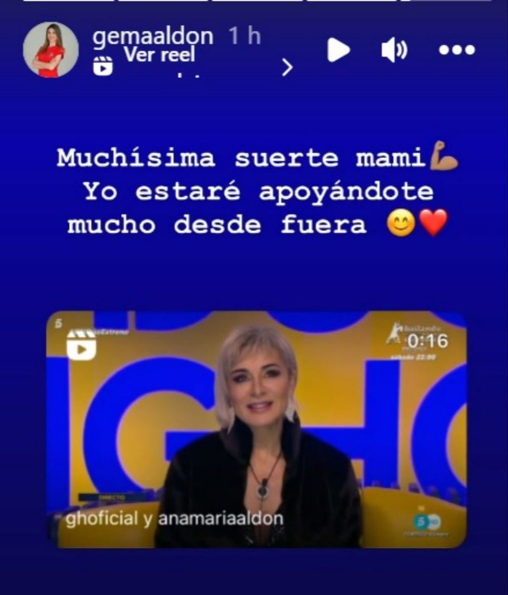 Gema Aldón muestra su apoyo a Ana María Aldón