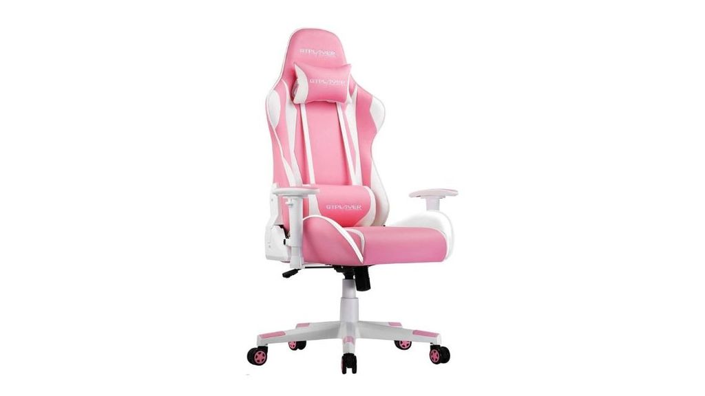 Silla gaming GTPLAYER rosa y blanca