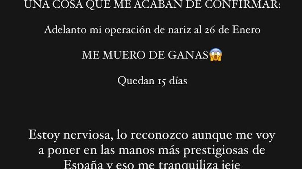 Sofía Suescun pone fecha a su rinoplastia