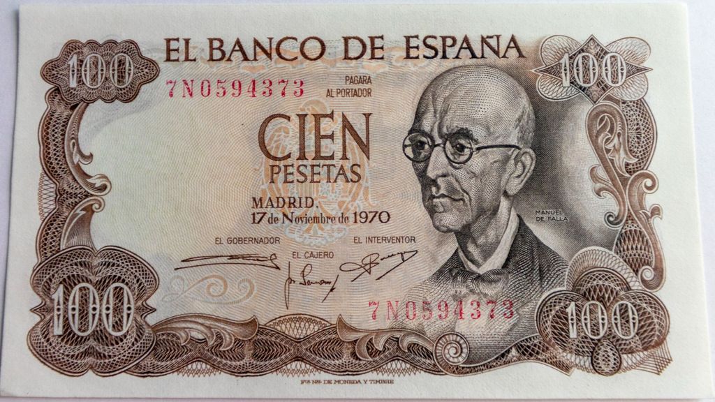 Billete de 100 pesetas de 1970