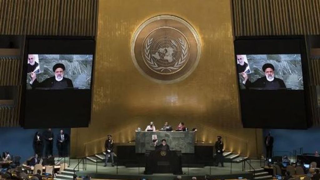 El presidente de Irán, Ebrahim Raisi, en una intervención ante la Asamblea General de la ONU