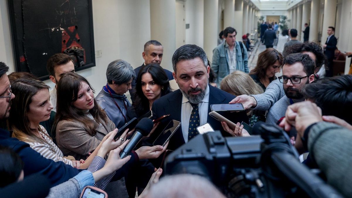 El líder de VOX, Santiago Abascal, tras un pleno extraordinario del Congreso