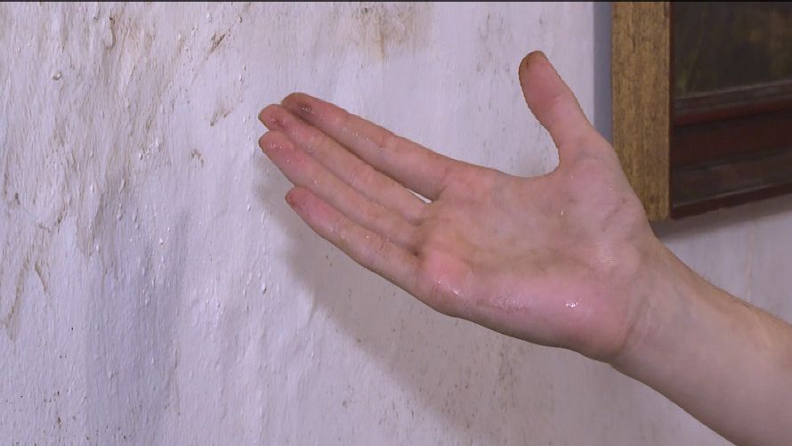 En la vivienda el agua en las paredes se puede tocar literalmente