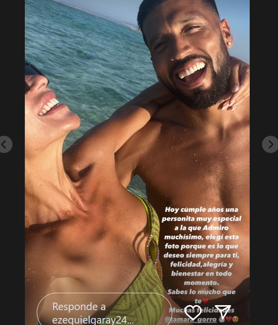 Felicitación de Ezequiel Garay a Tamara Gorro