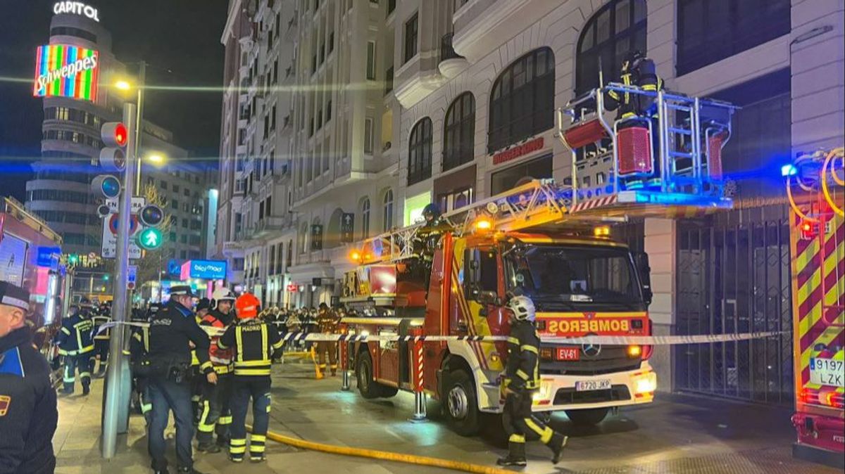 Incendio en un restaurante de la Gran Vía de Madrid