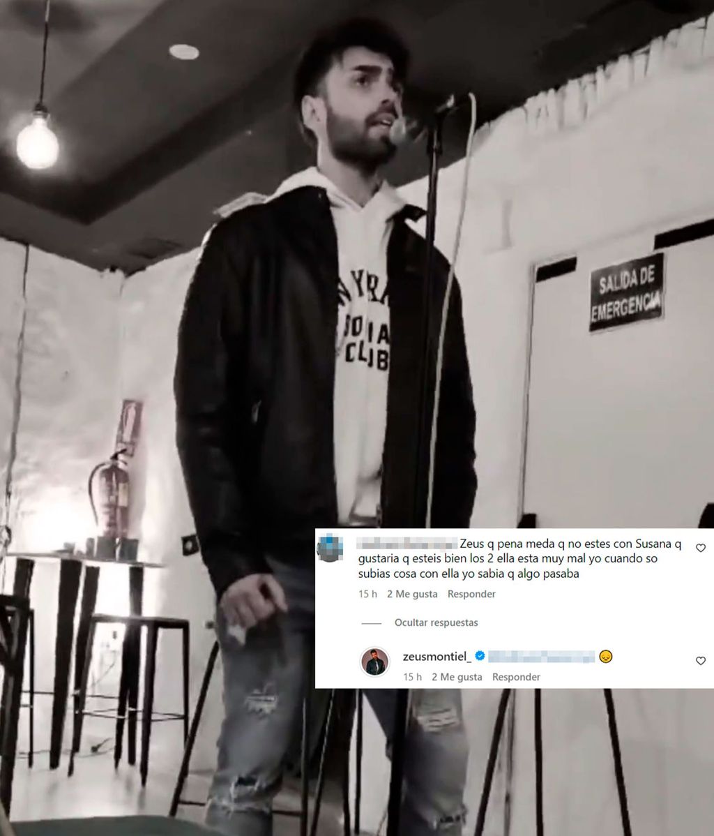 La reacción de Zeus al comentario de un seguidor hablando sobre su ruptura con Susana Bianca